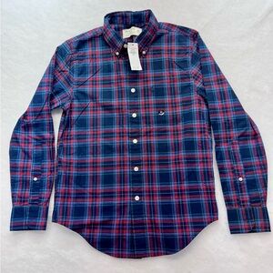 NWT- Mens Abercrombie & Fitch Blue and Red Plaid Button Down Shirt - Mens Small